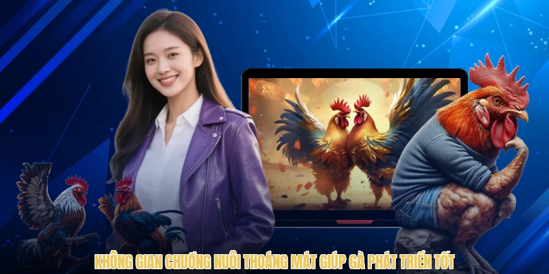 Không gian chuồng nuôi thoáng mát giúp gà phát triển tốt